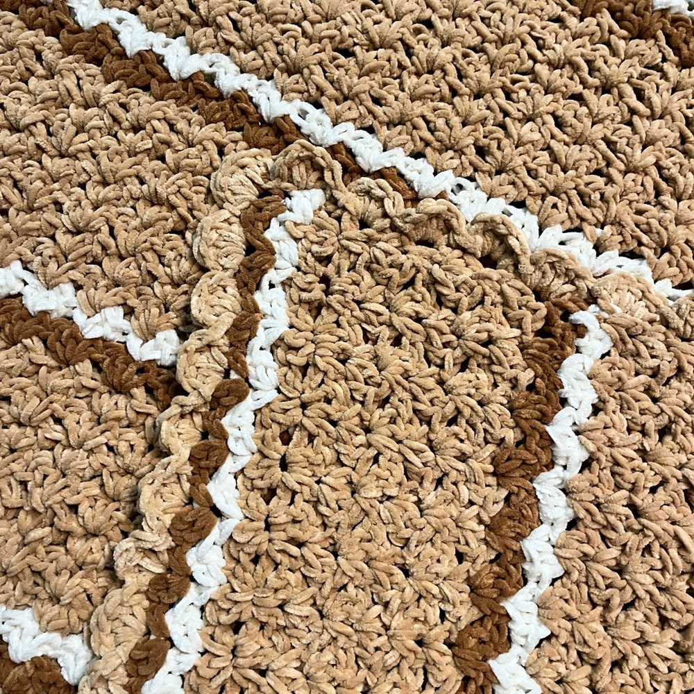 Beige plush chenille baby blanket